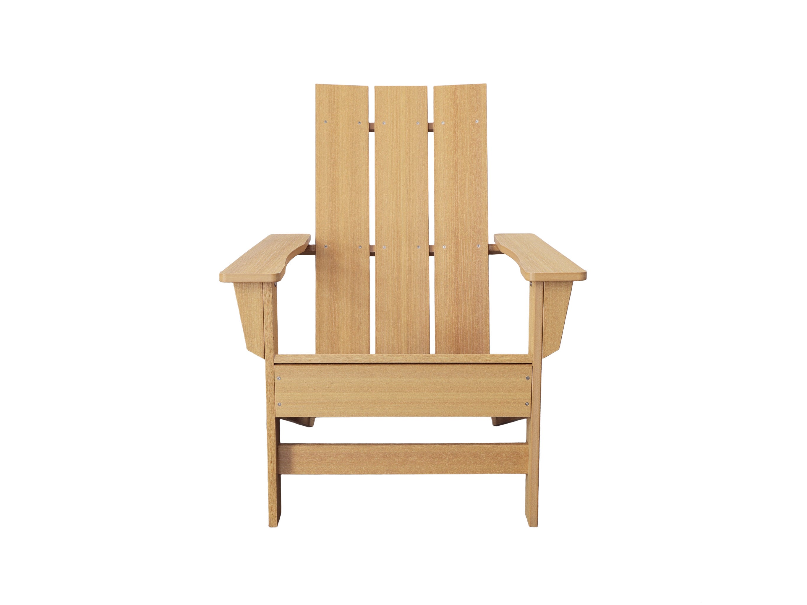 Half - Aria Natural Teak Woodgrain Adirondack Chair Front View Blank Background