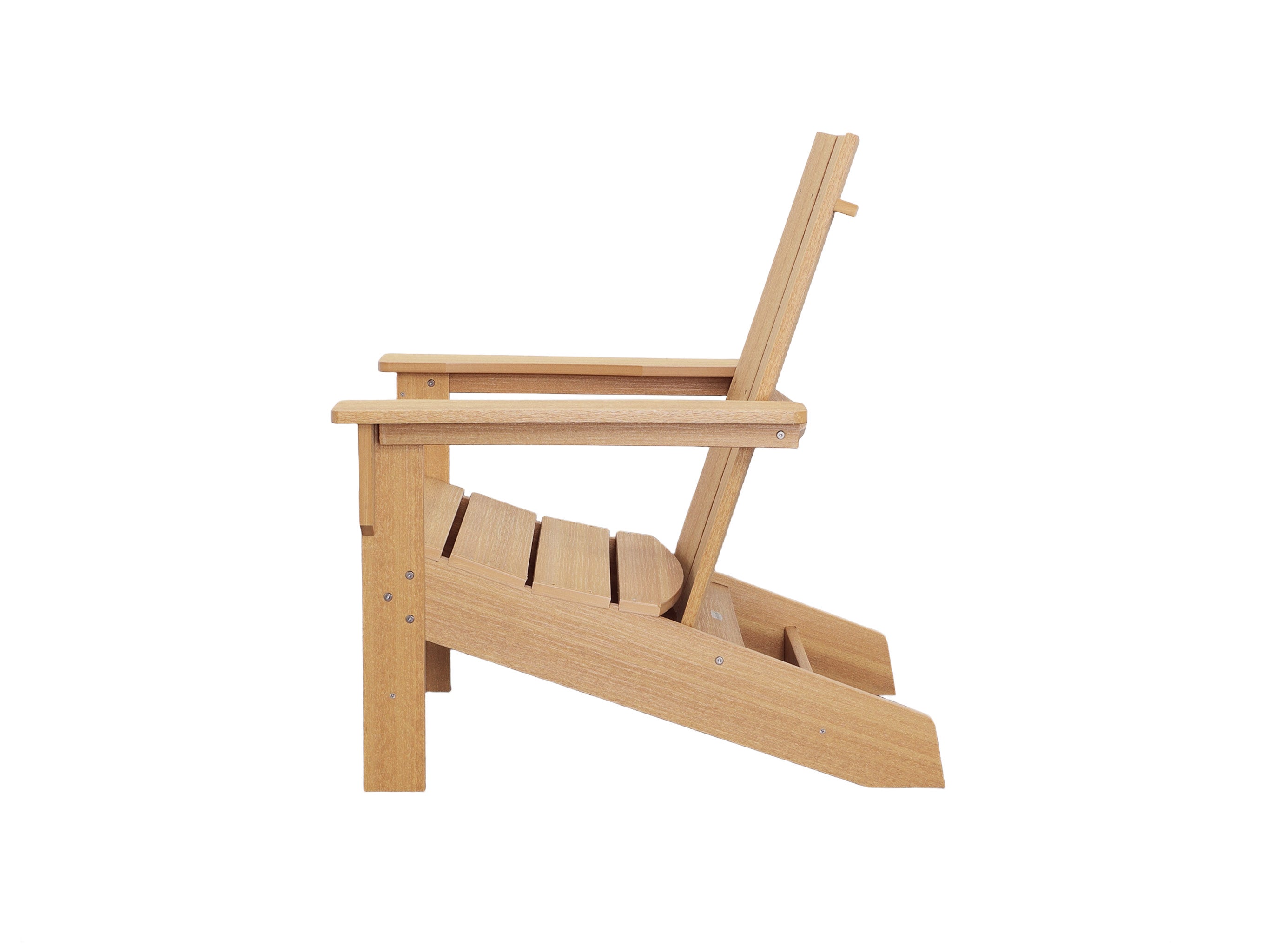 Half - Aria Natural Teak Woodgrain Adirondack Chair Side View Blank Background