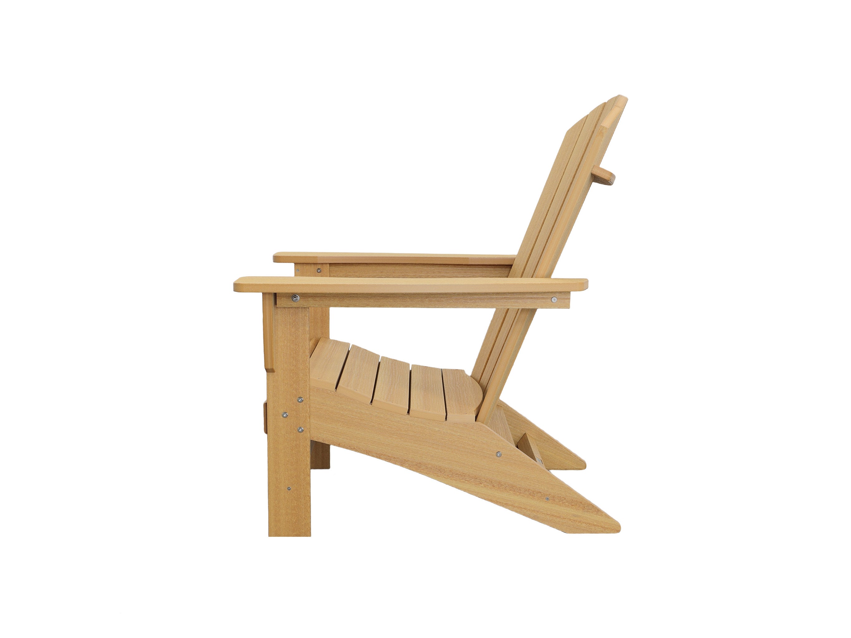 Half - Natural Teak Johnson Bay Adirondack Chair Side on blank background