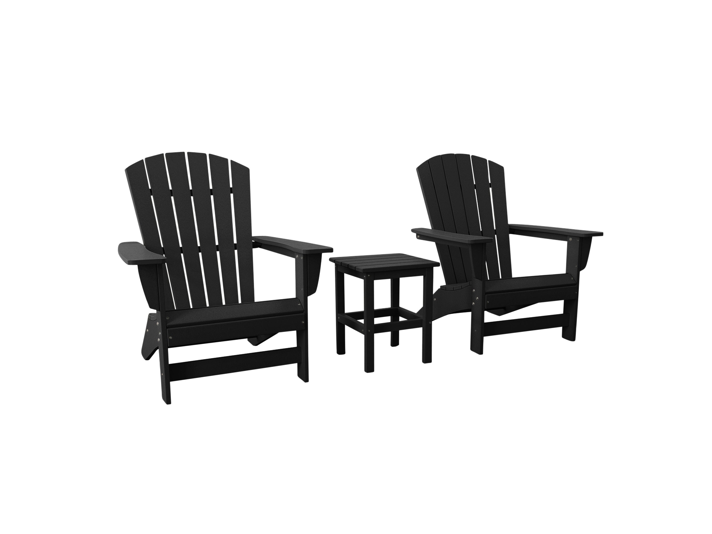 Black Two Chair Set and Side Table Johnson Bay Adirondack Chair Blank Background