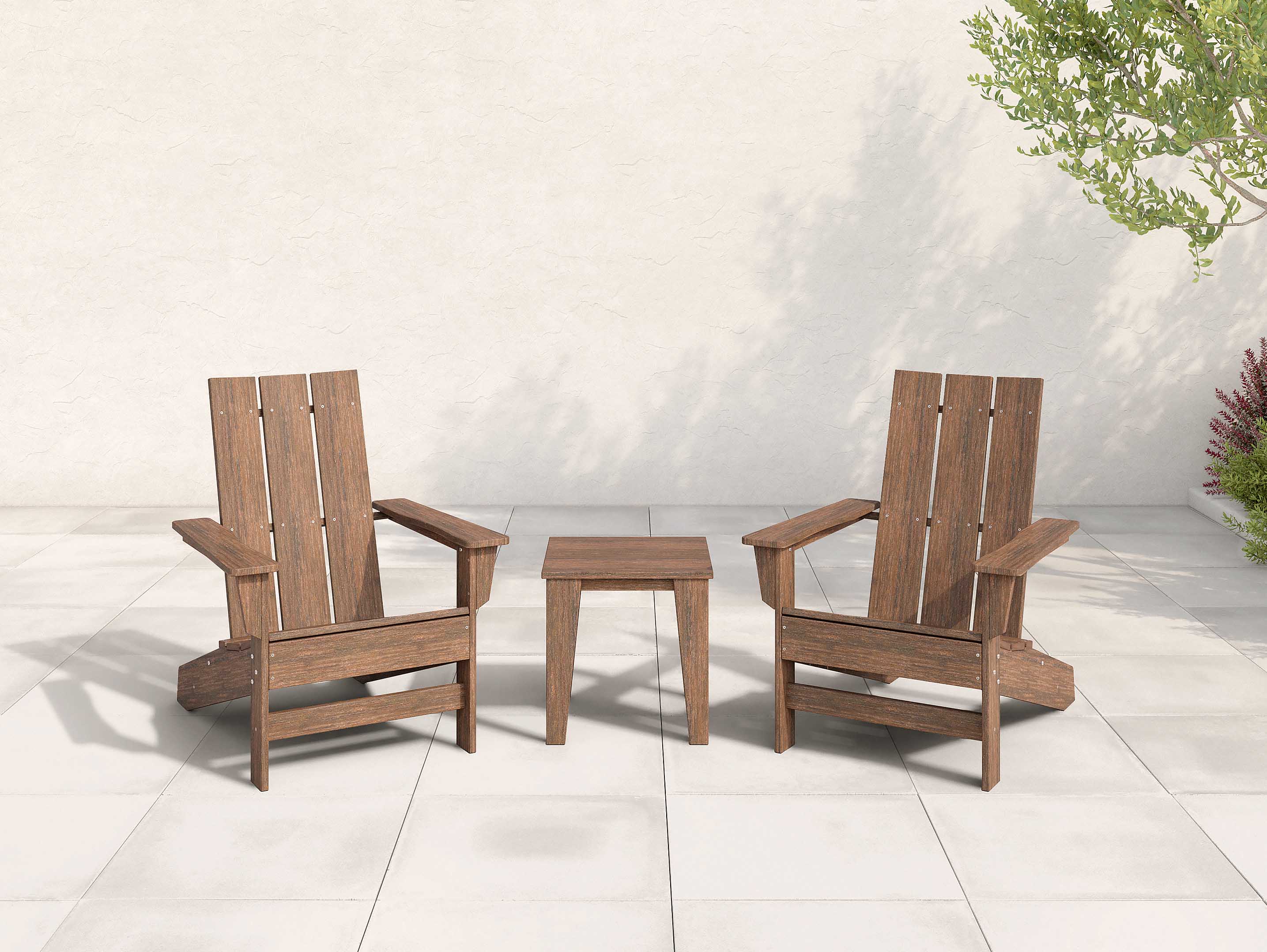 Aria Adirondack Chair with Modern Side Table Brazilian Walnut