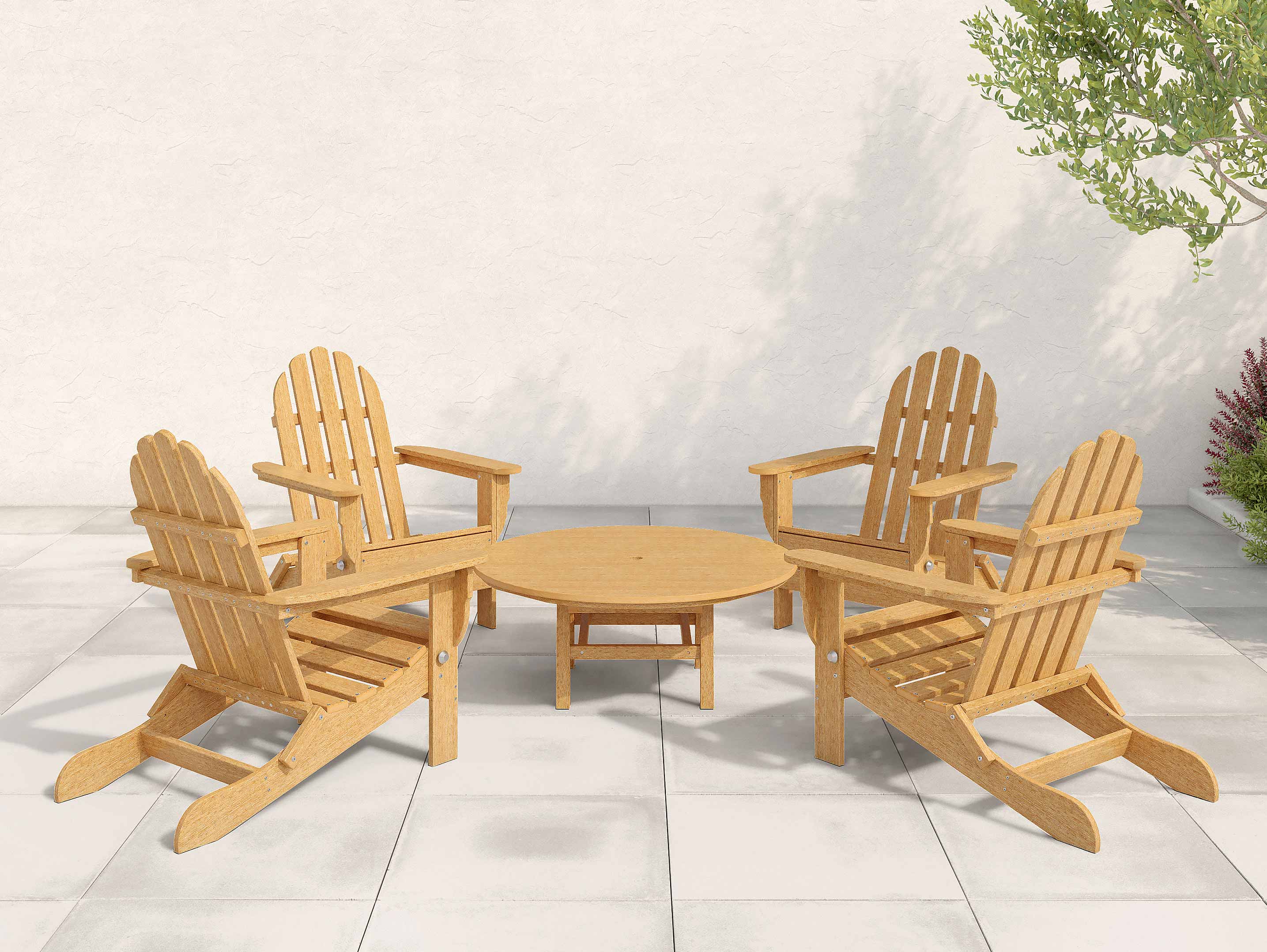 Featured Image - Four Folding Adirondack Chairs surrounding a Madison Conversation Table
