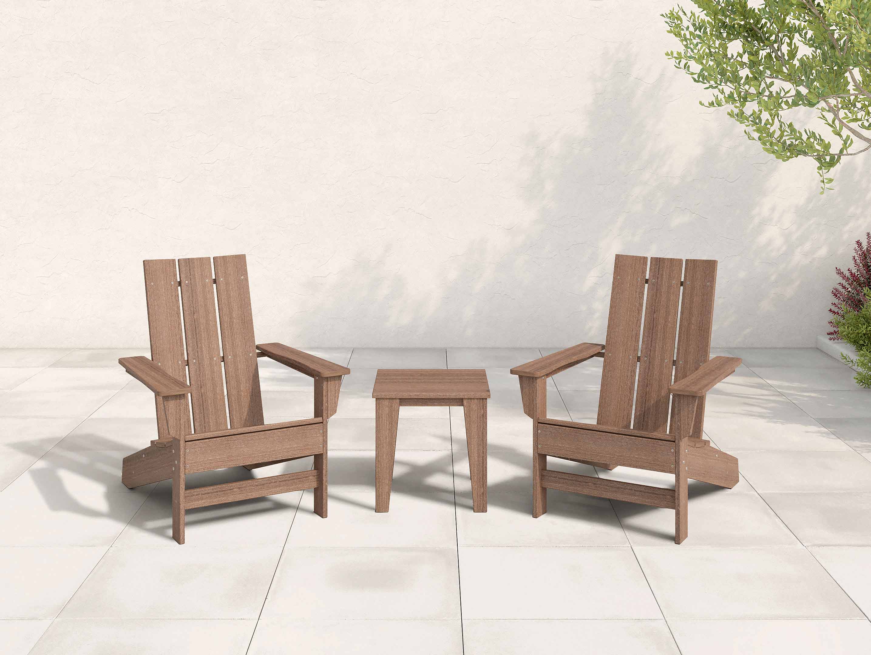 Aria Adirondack Chair and Modern Side Table Antique Mahogany