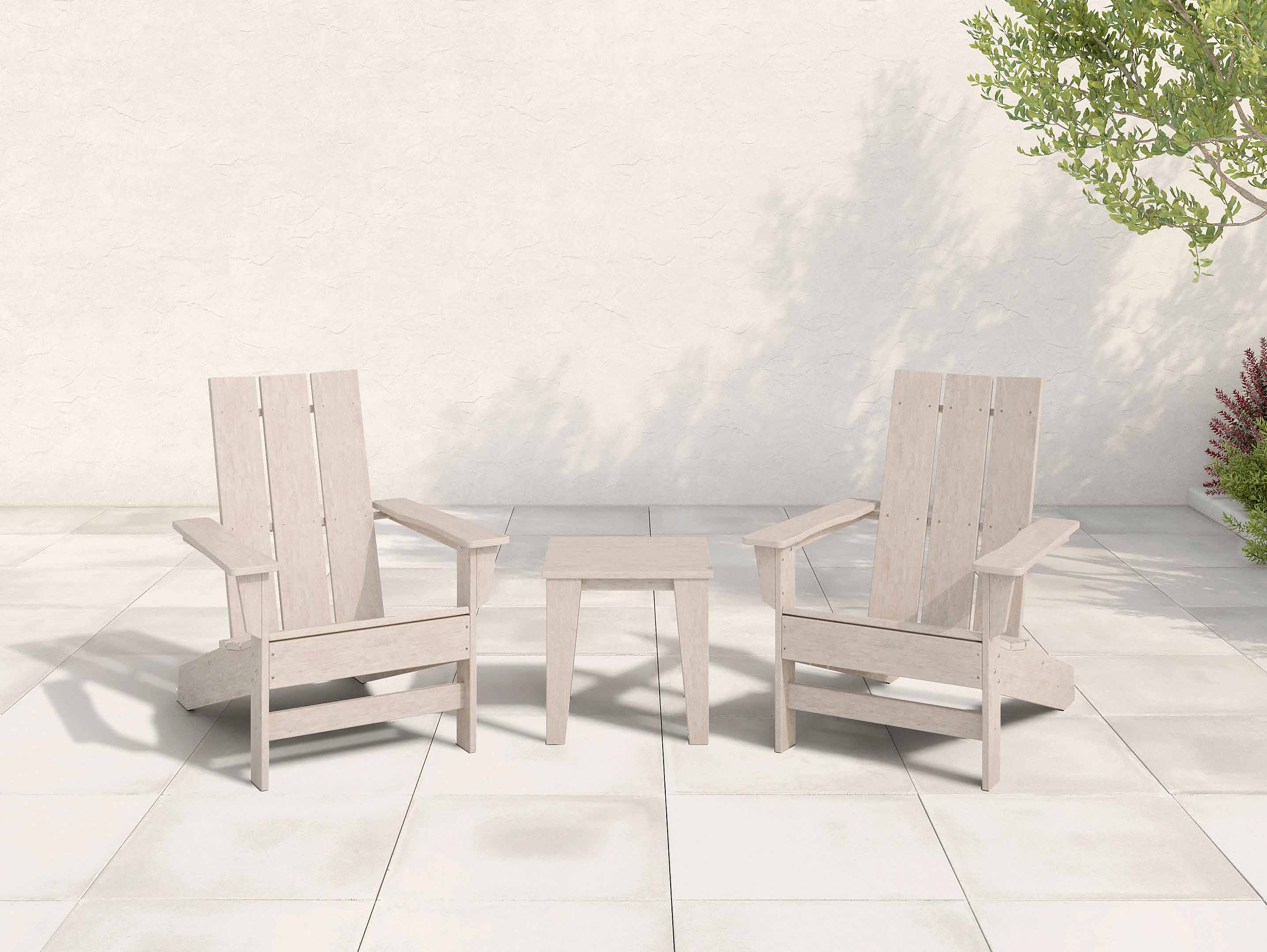 Aria Adirondack Chair and Modern Side Table Paper Birch