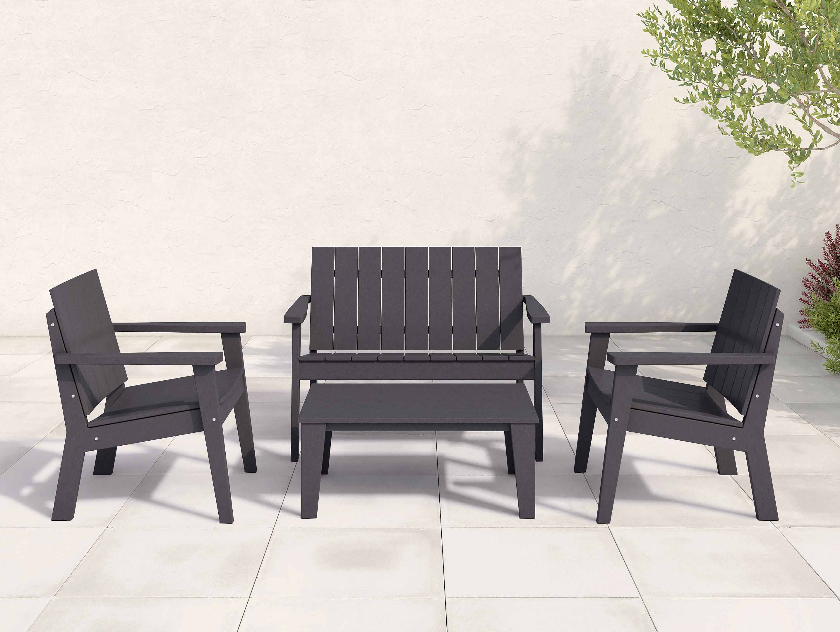 Ashland Chat Chair and Loveseat Set Black