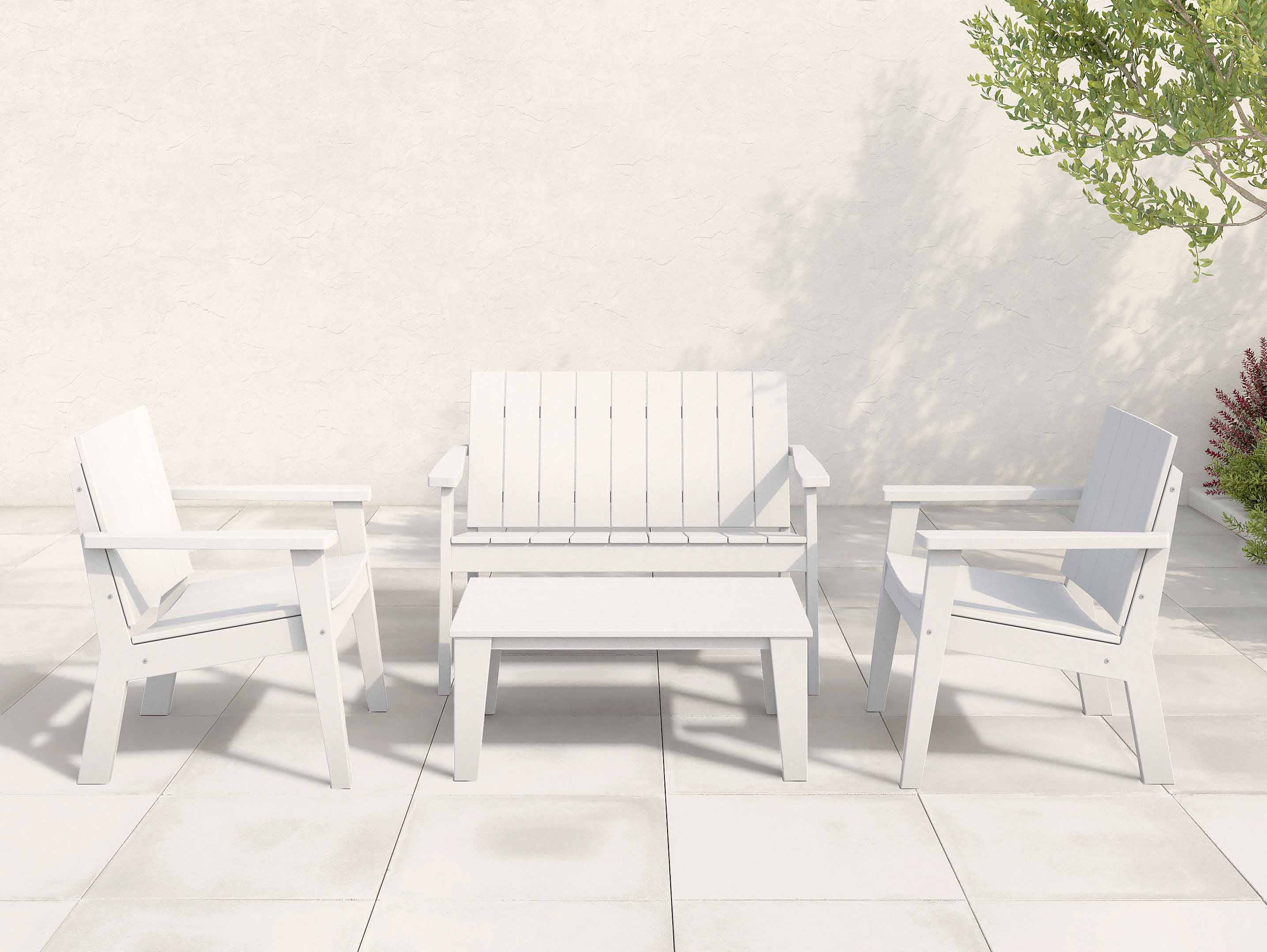 Ashland Chat Chair and Loveseat Set White