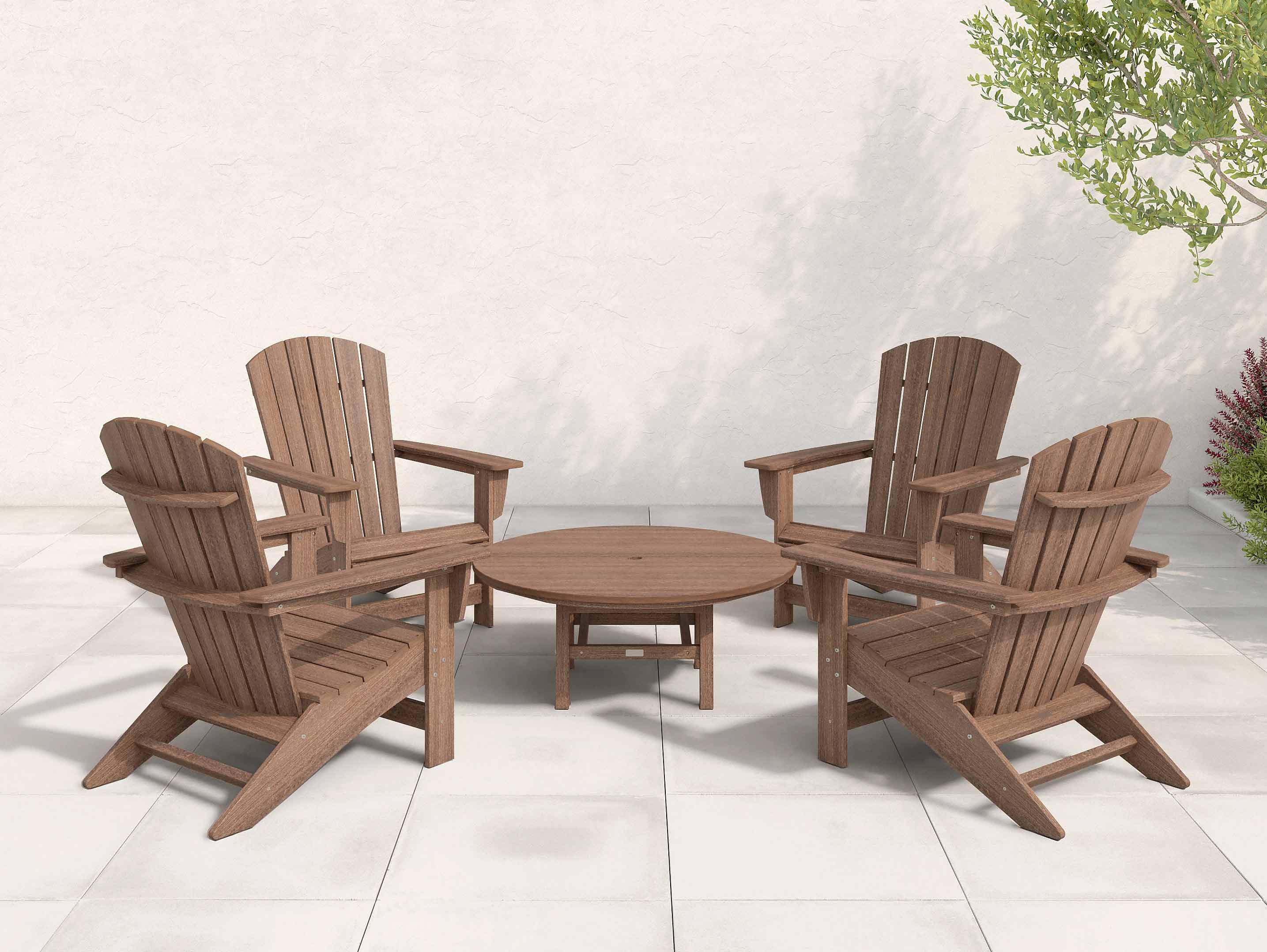 Antique Mahogany Johnson Bay Adirondack Set Four Chairs and Madison Table