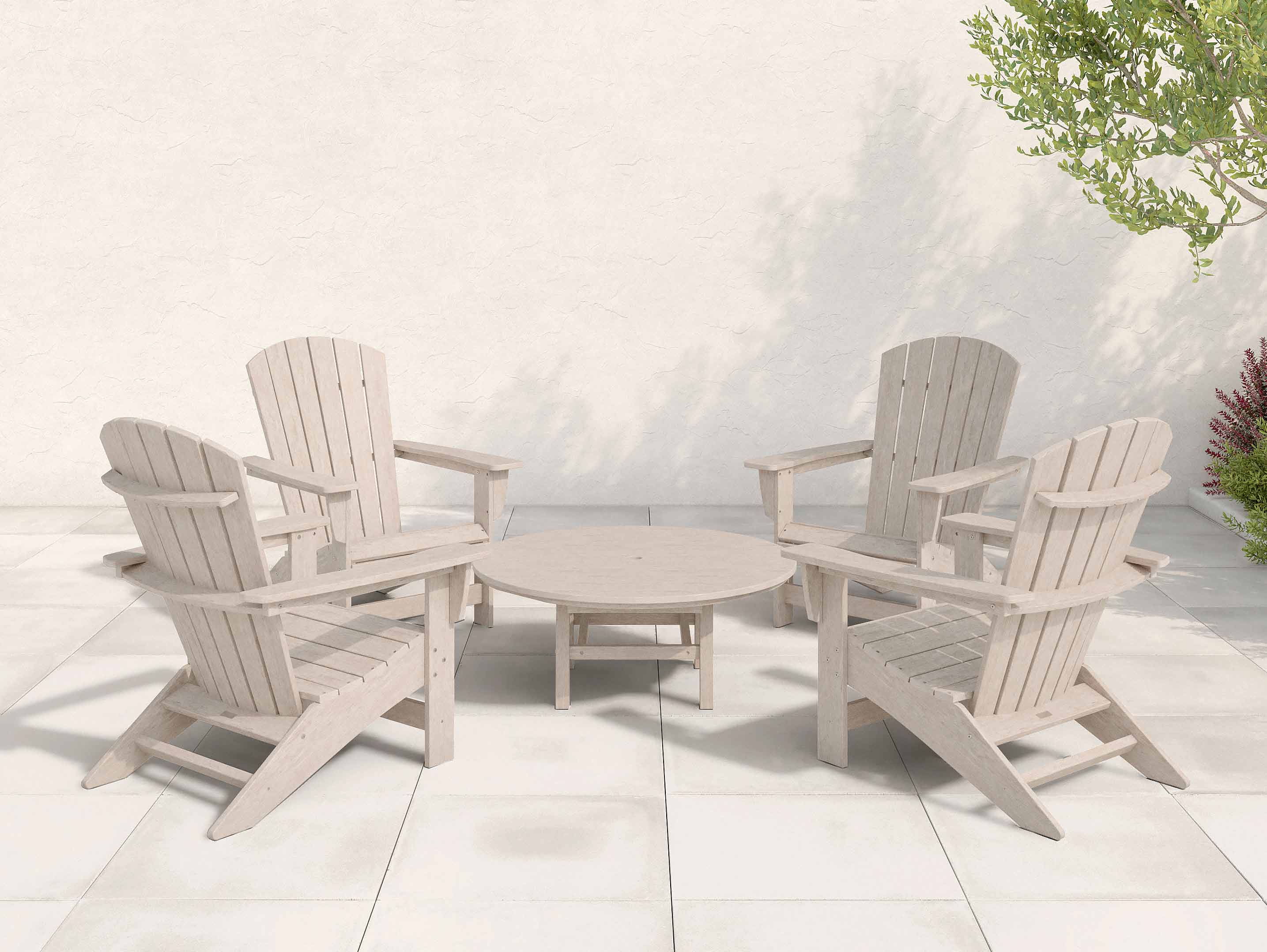 Paper Birch Johnson Bay Adirondack Set Four Chairs and Madison Table