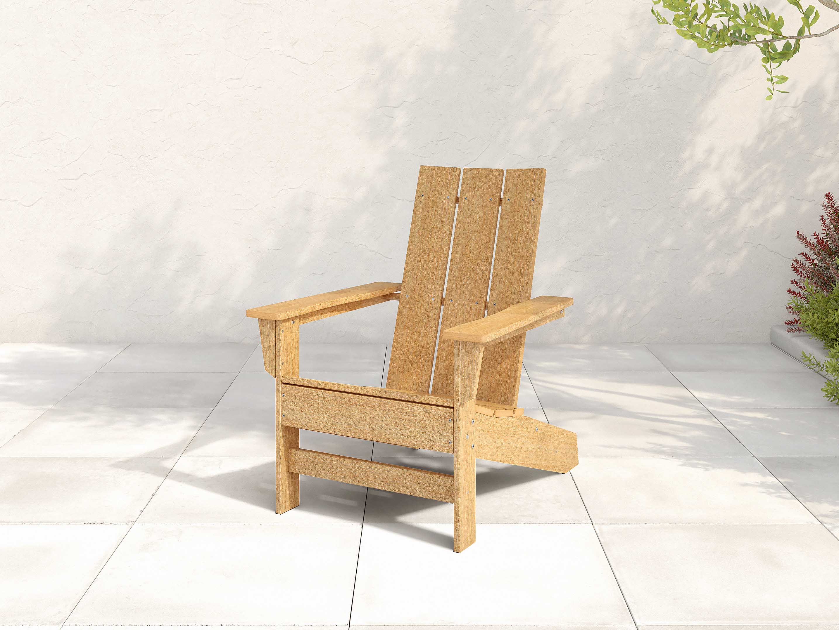 Aria Adirondack Chair in Natural Teak Side Angle