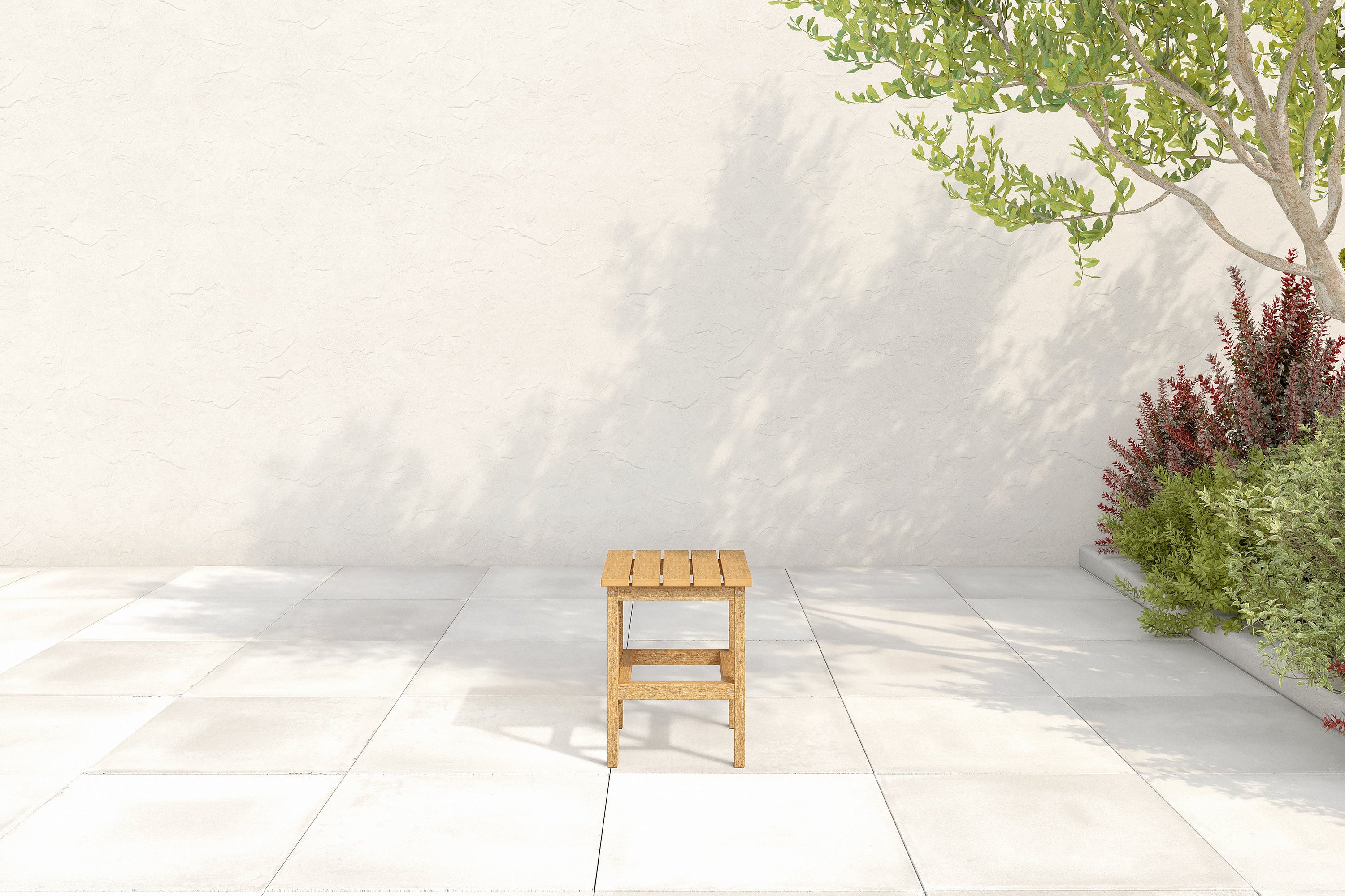 Featured Image - Natural Teak Side Table on shady patio