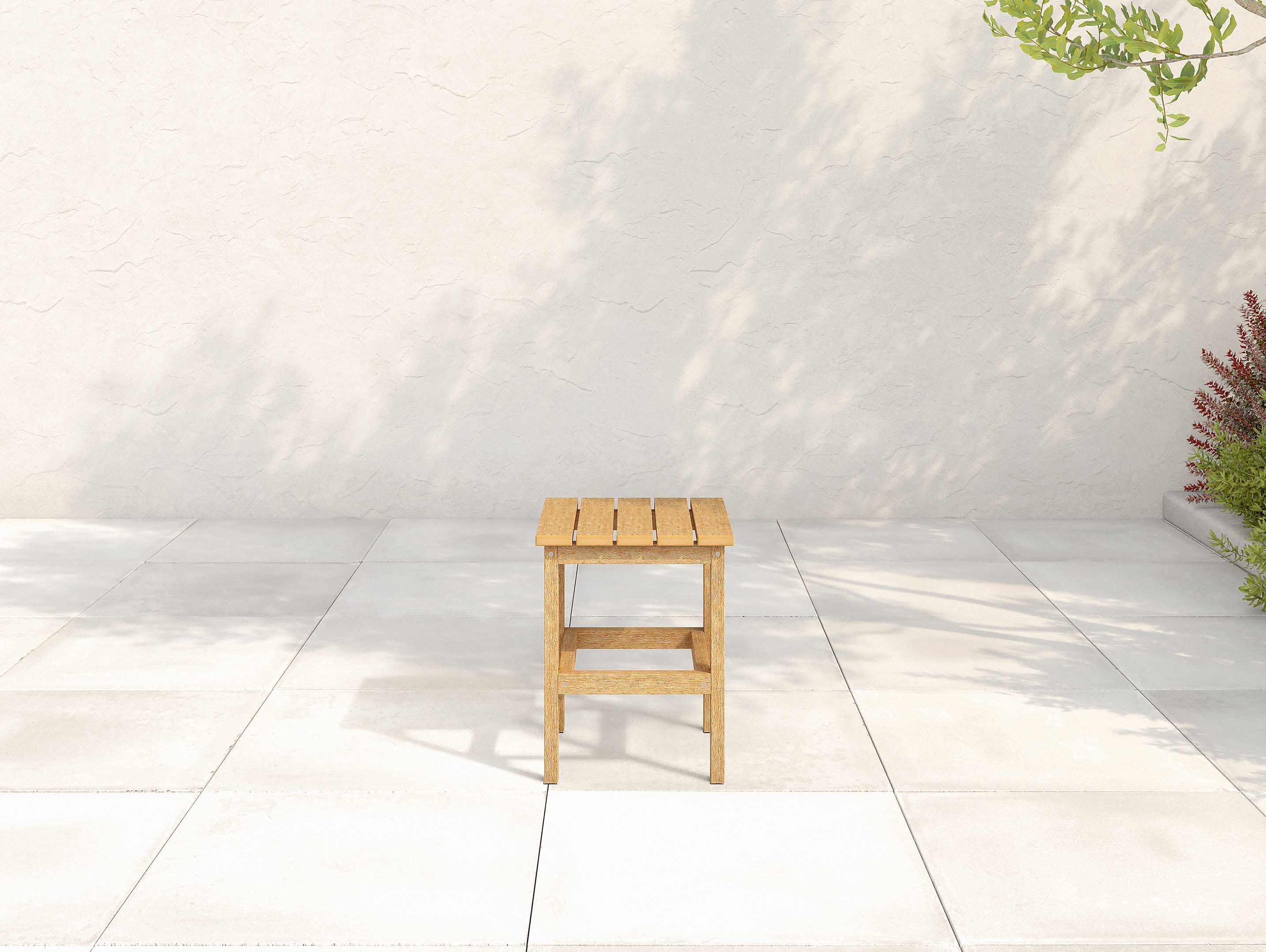 Natural Teak Classic Side Table on shady patio