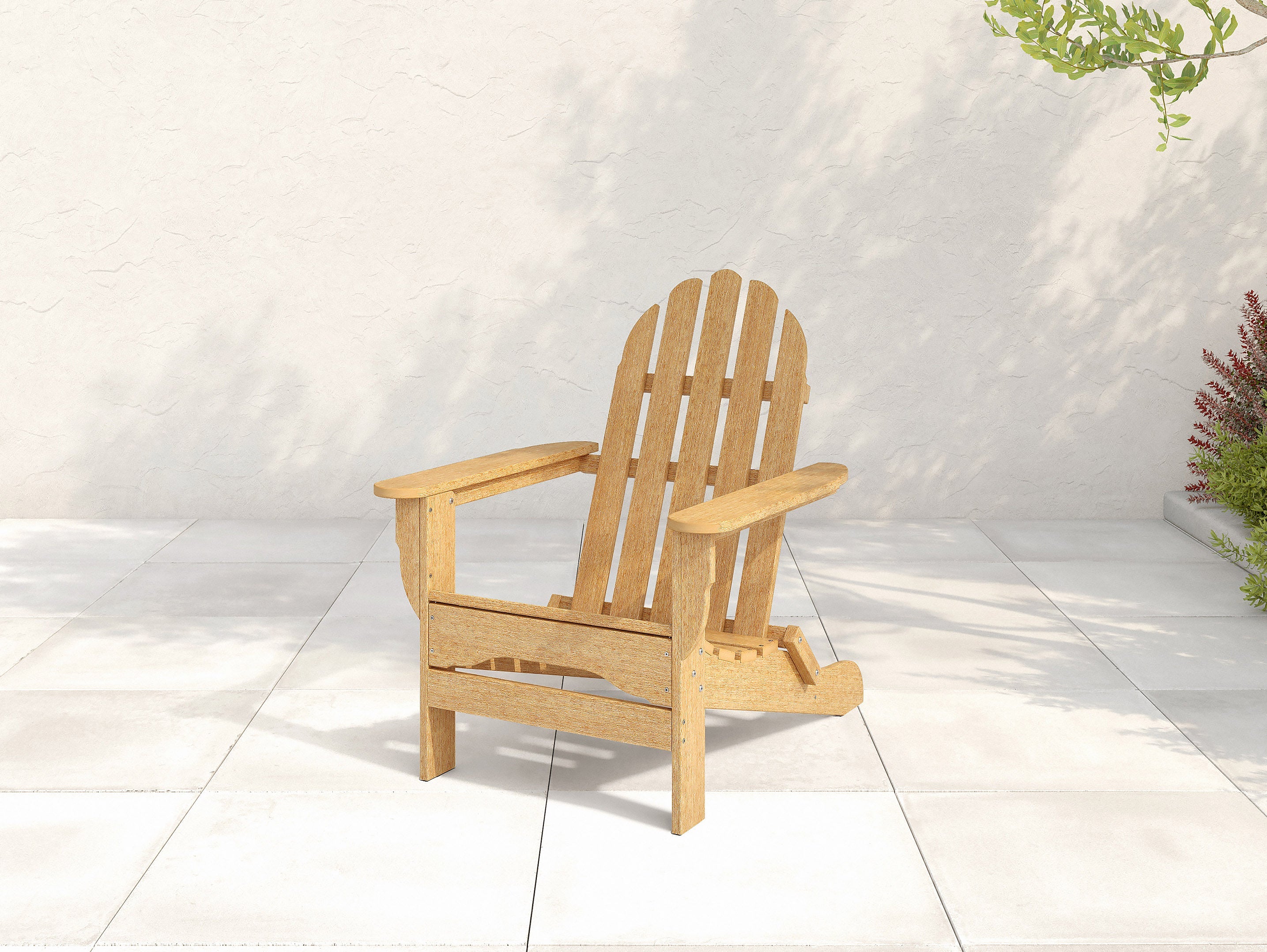 Classic Adirondack Chair Slight Side View on a Patio