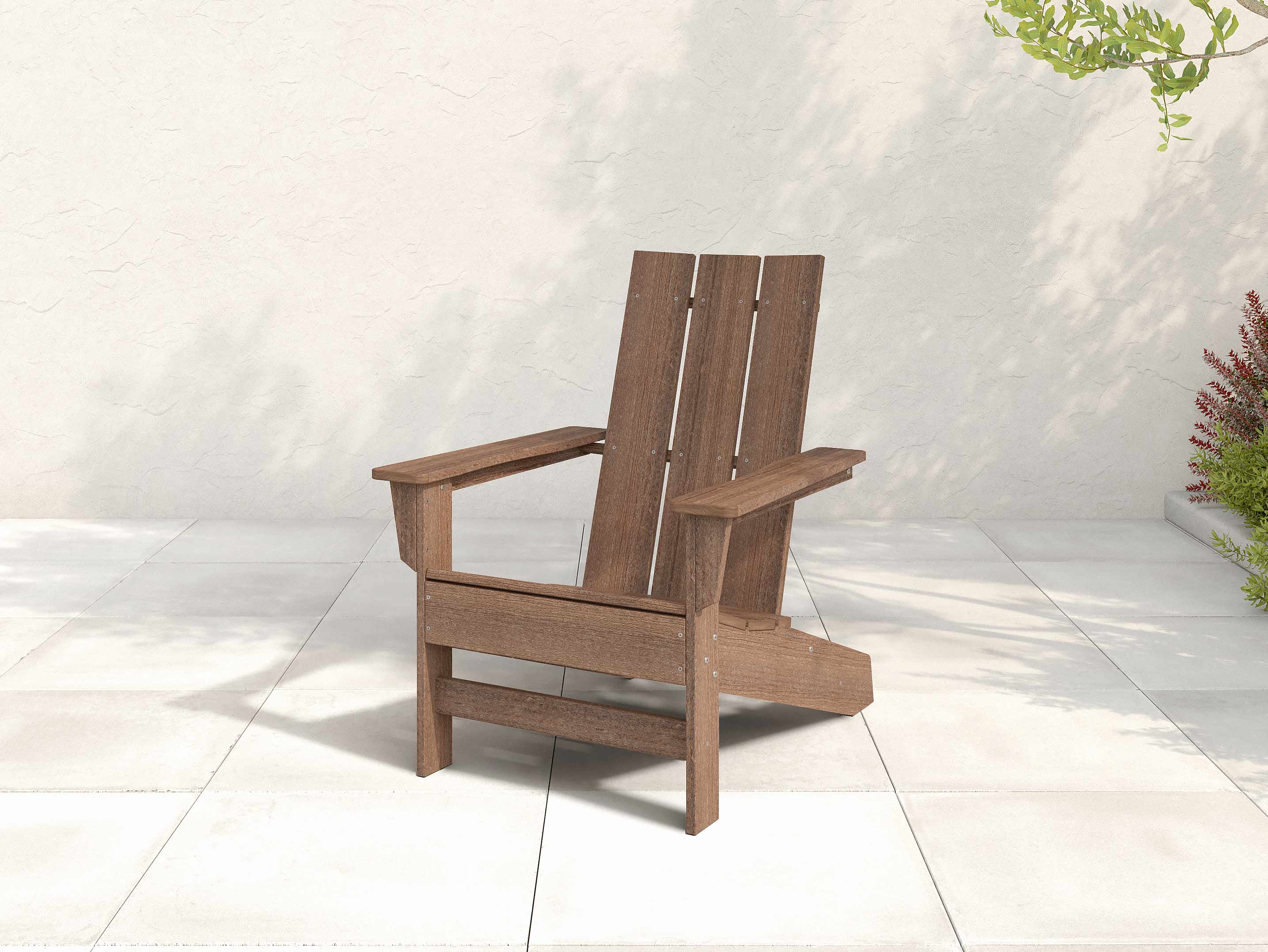 Aria Antique Mahogany Woodgrain Adirondack Chair Side View