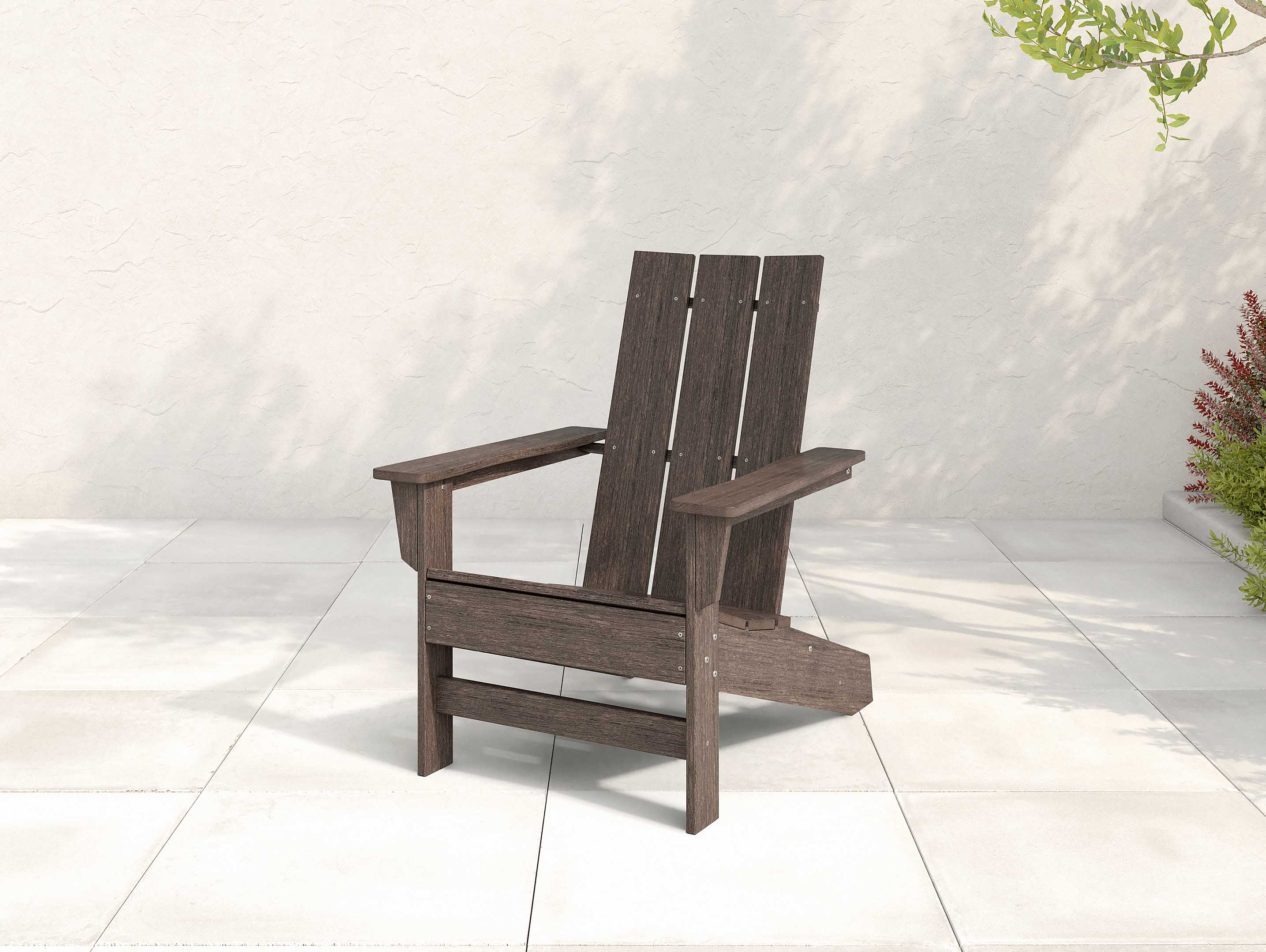 Aria Coastal Gray Woodgrain Adirondack Chair Side View
