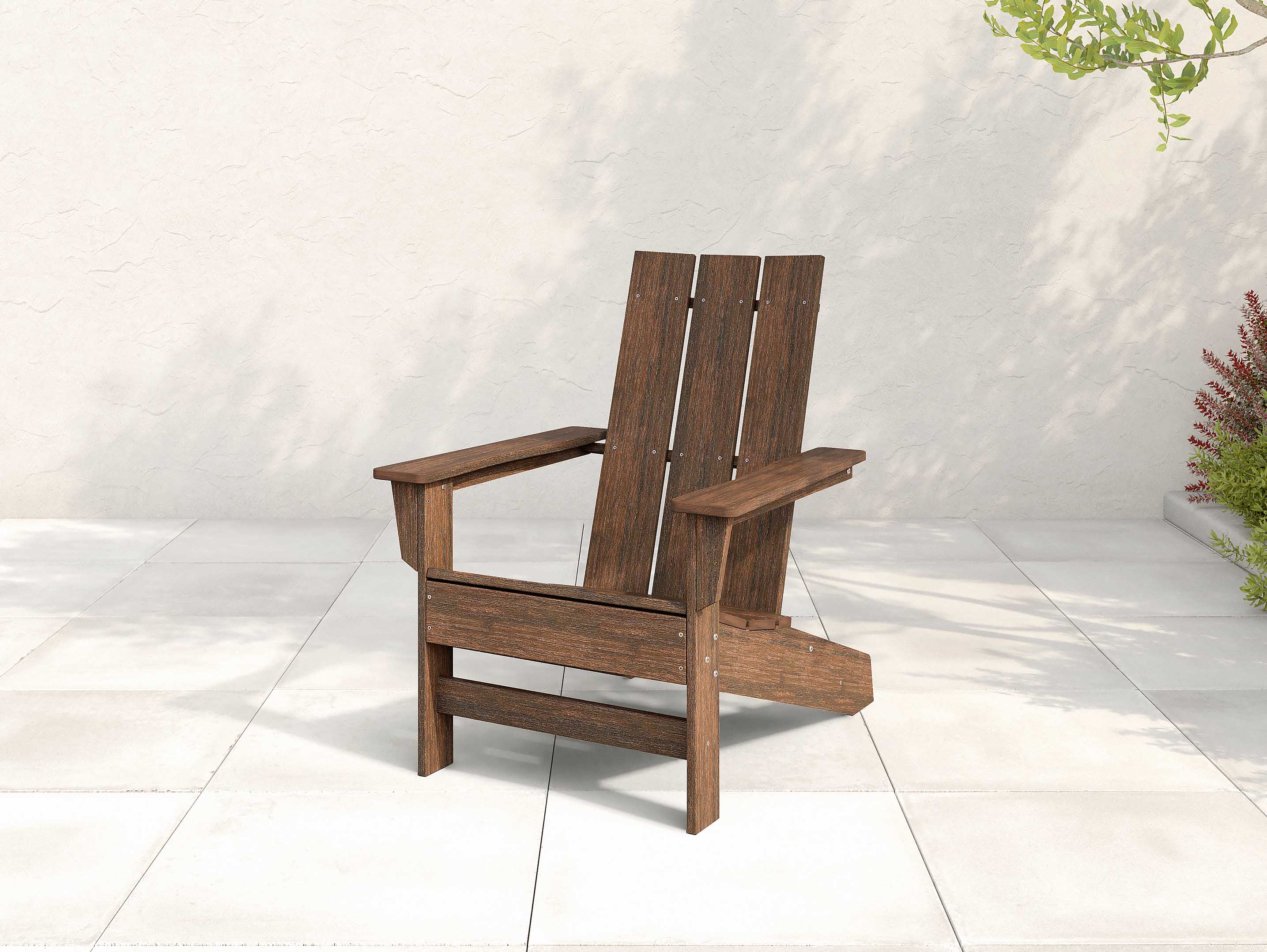 Aria Brazilian Walnut Woodgrain Adirondack Chair Side View