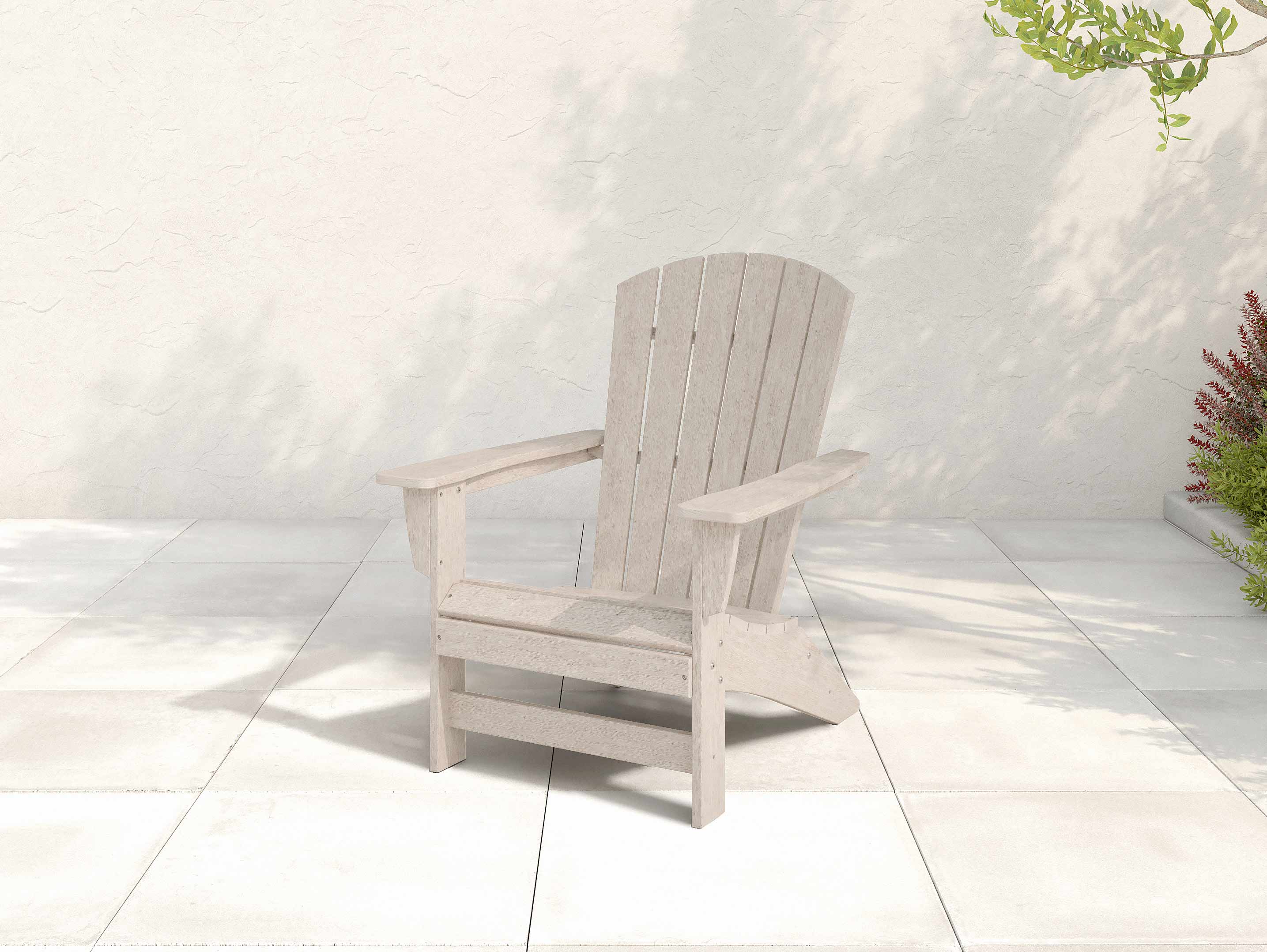 Paper Birch Johnson Bay Adirondack Chair on shady patio