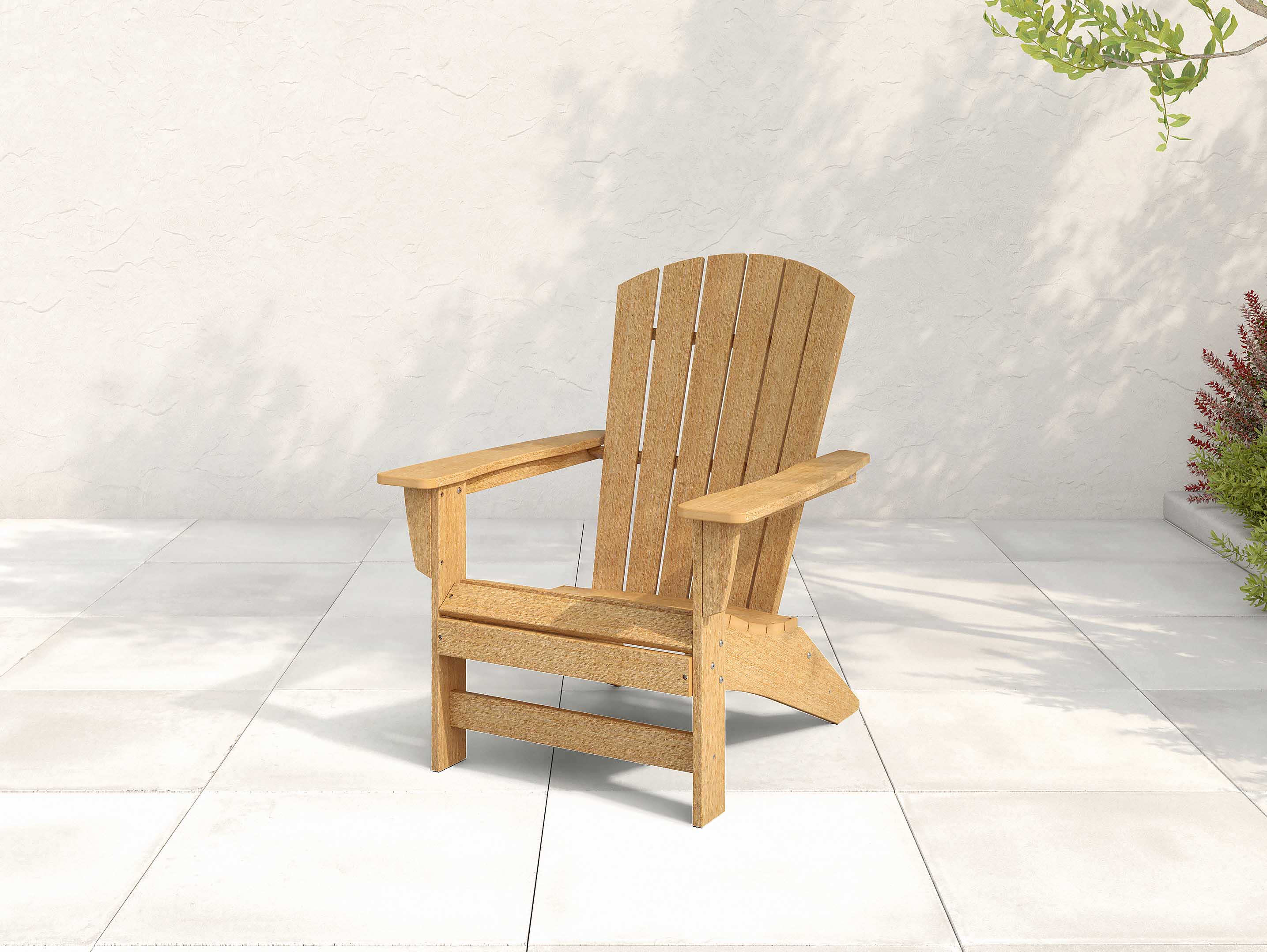 Featured Image - Johnson Bay Natural Teak Adirondack Chair on Patio