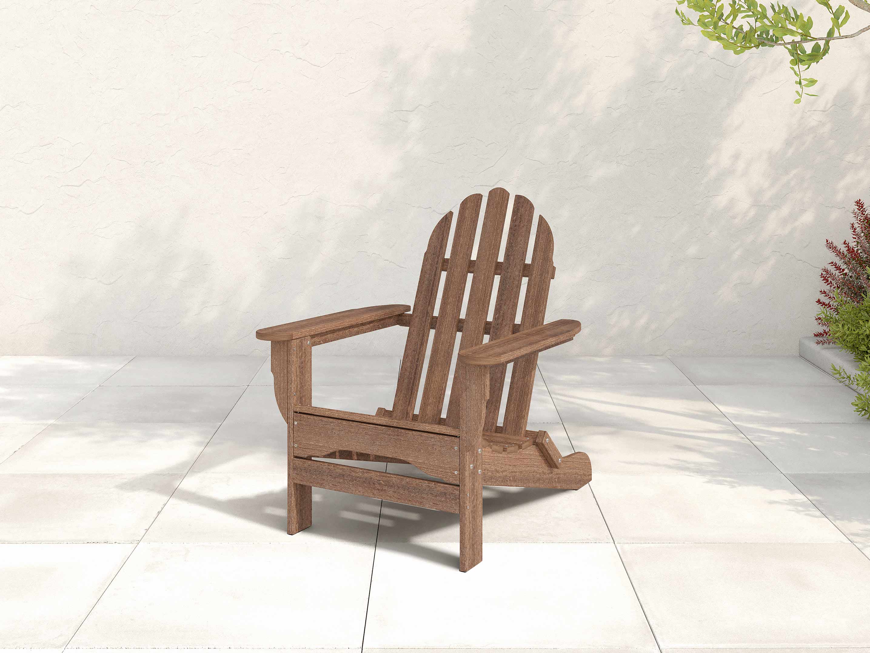 Antique Mahogany Classic Adirondack Chair on Patio
