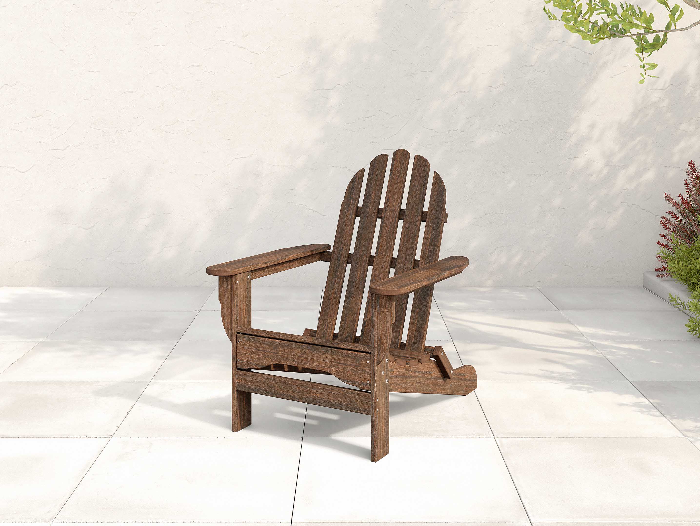Brazilian Walnut Classic Adirondack Chair on Patio