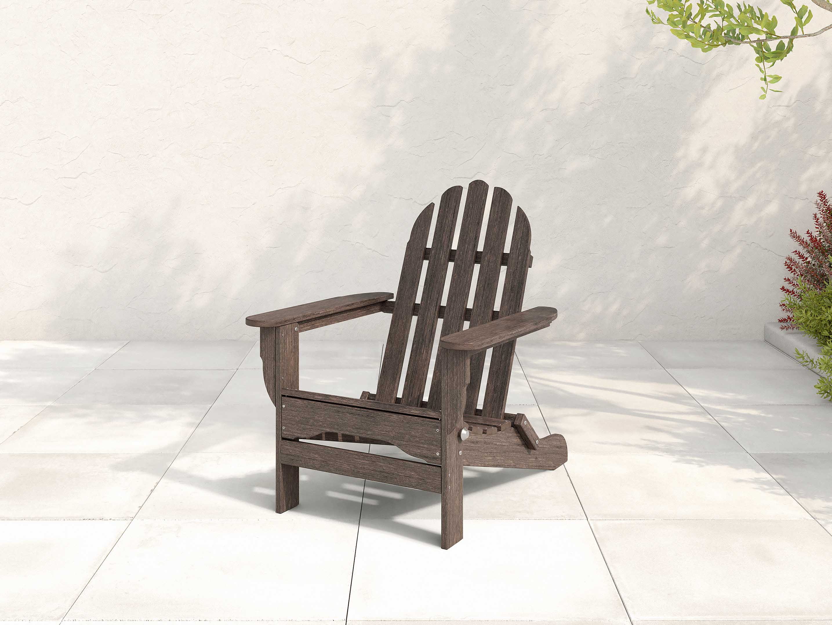Coastal Gray Folding Adirondack Chair on Patio