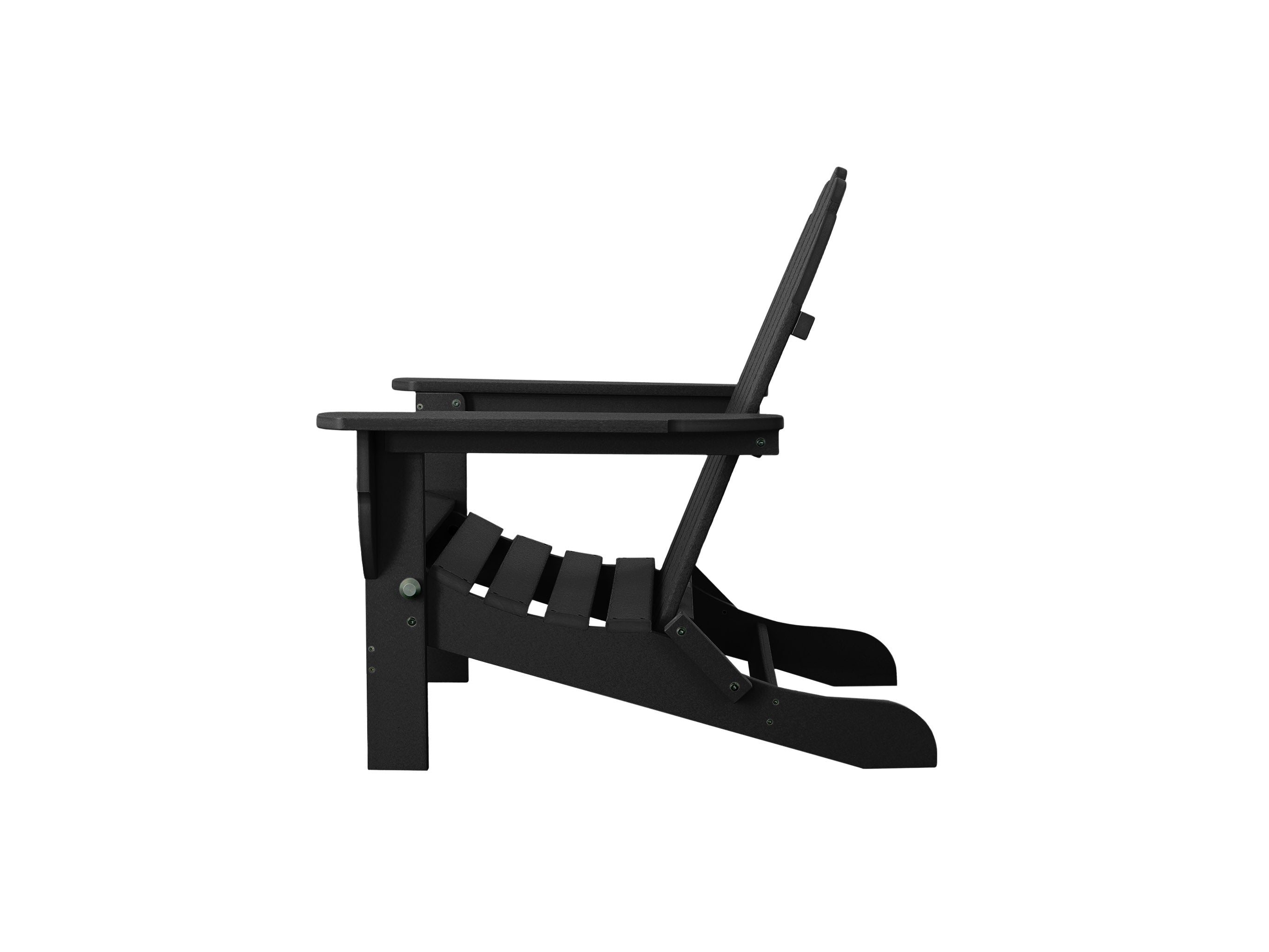 Half - Black Folding Adirondack Chair on Blank Background Side