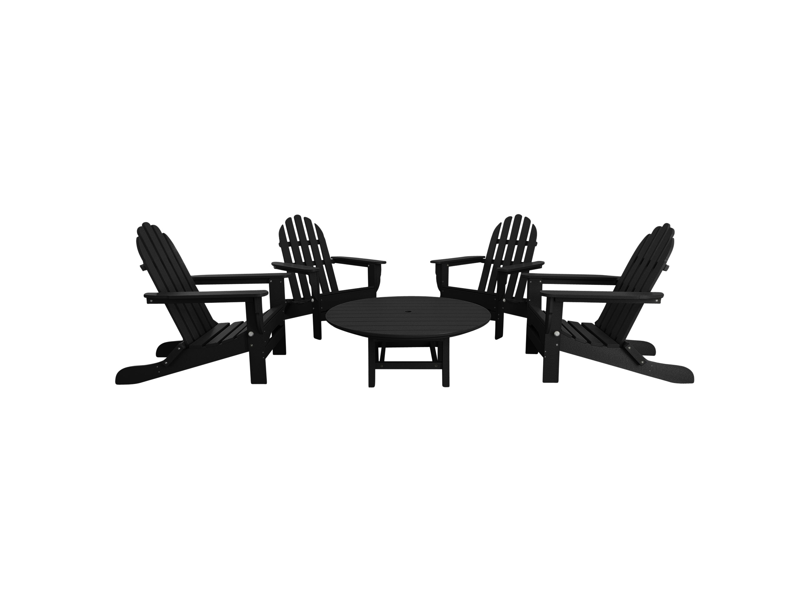 Black Four Chairs and Madison Conversation Table Folding Adirondack Chair Blank Background