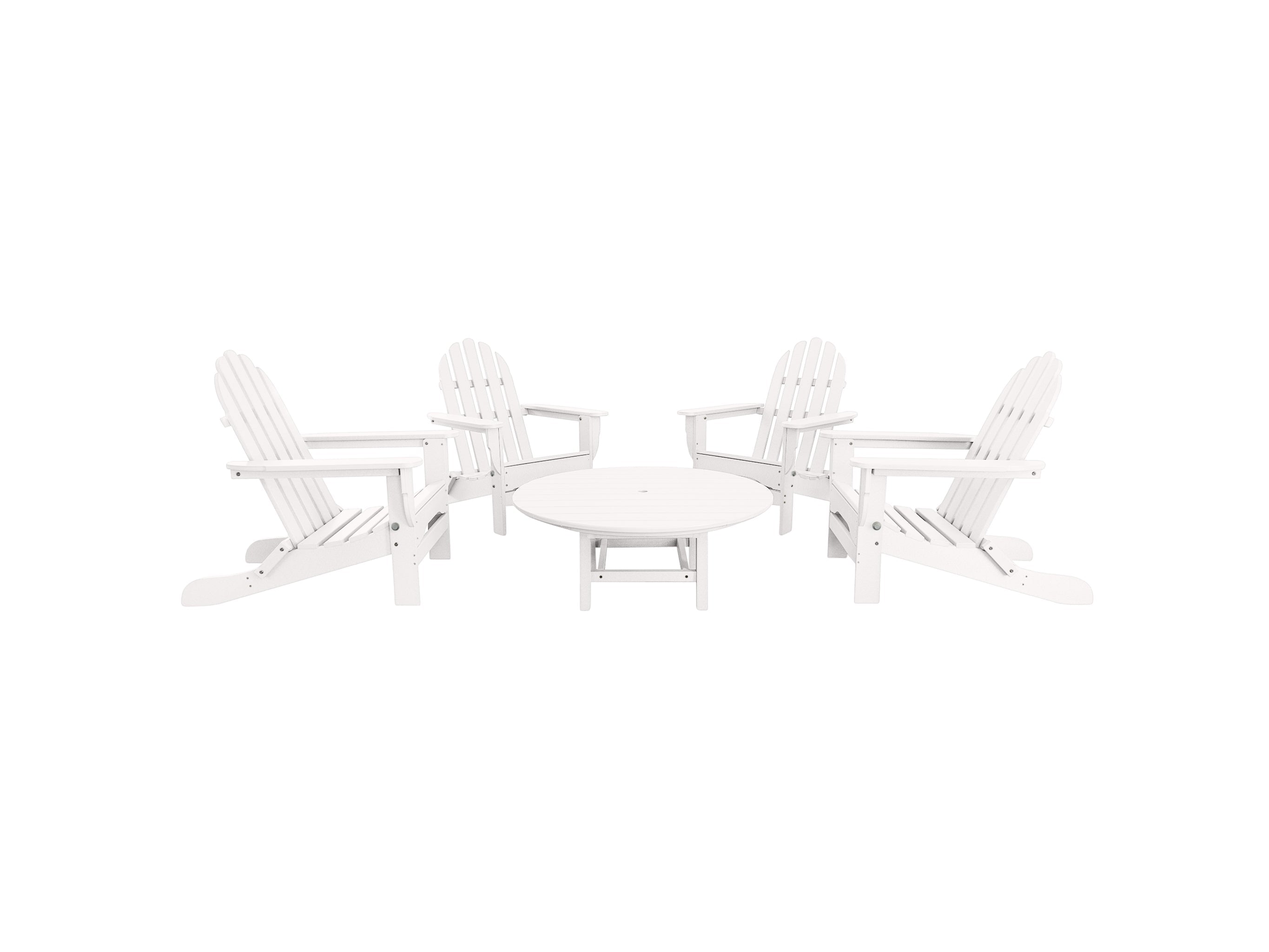 White Four Chairs and Madison Conversation Table Folding Adirondack Chair Blank Background