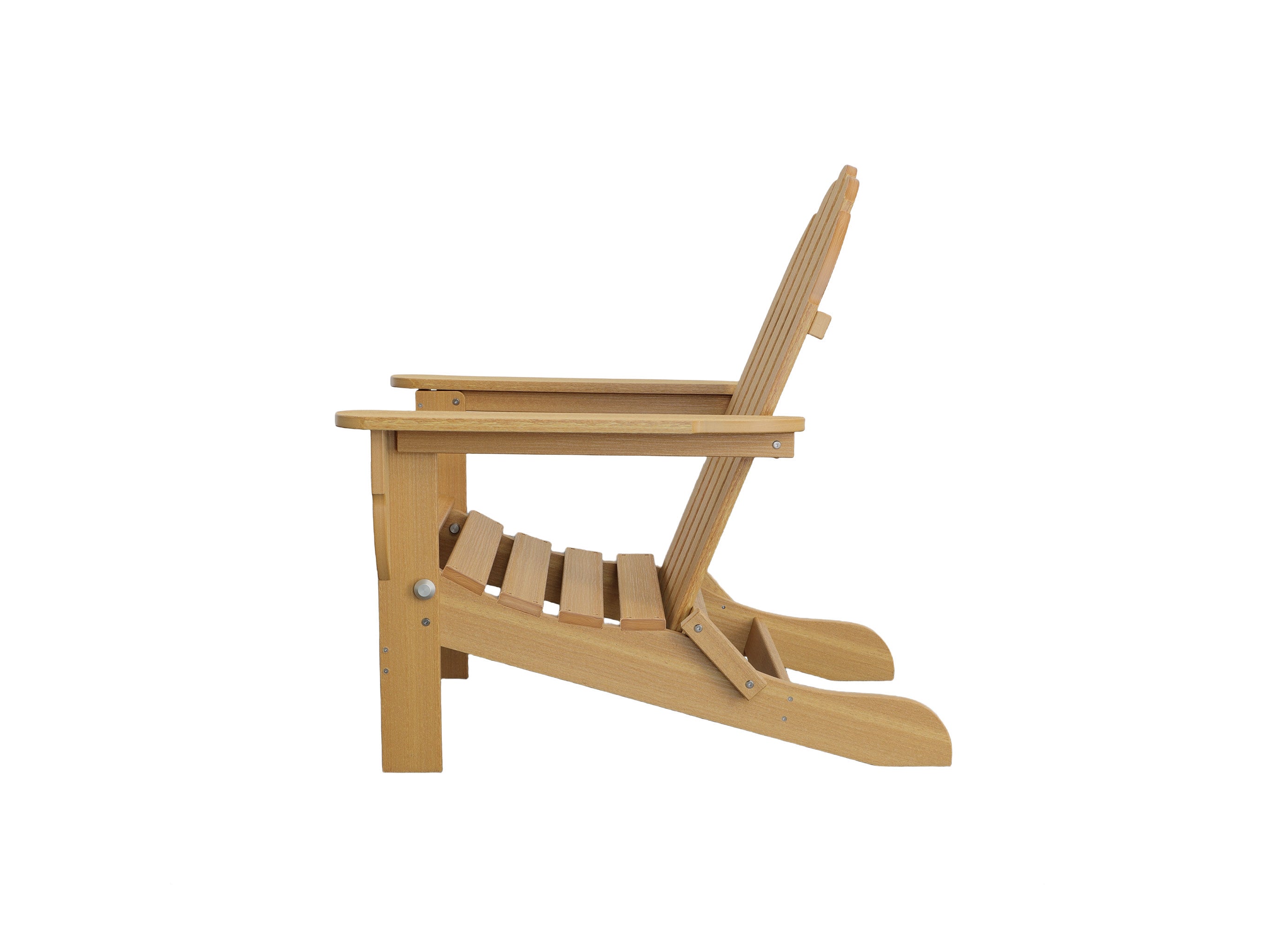 Half - Natural Teak Folding Adirondack Chair on Blank Background Side