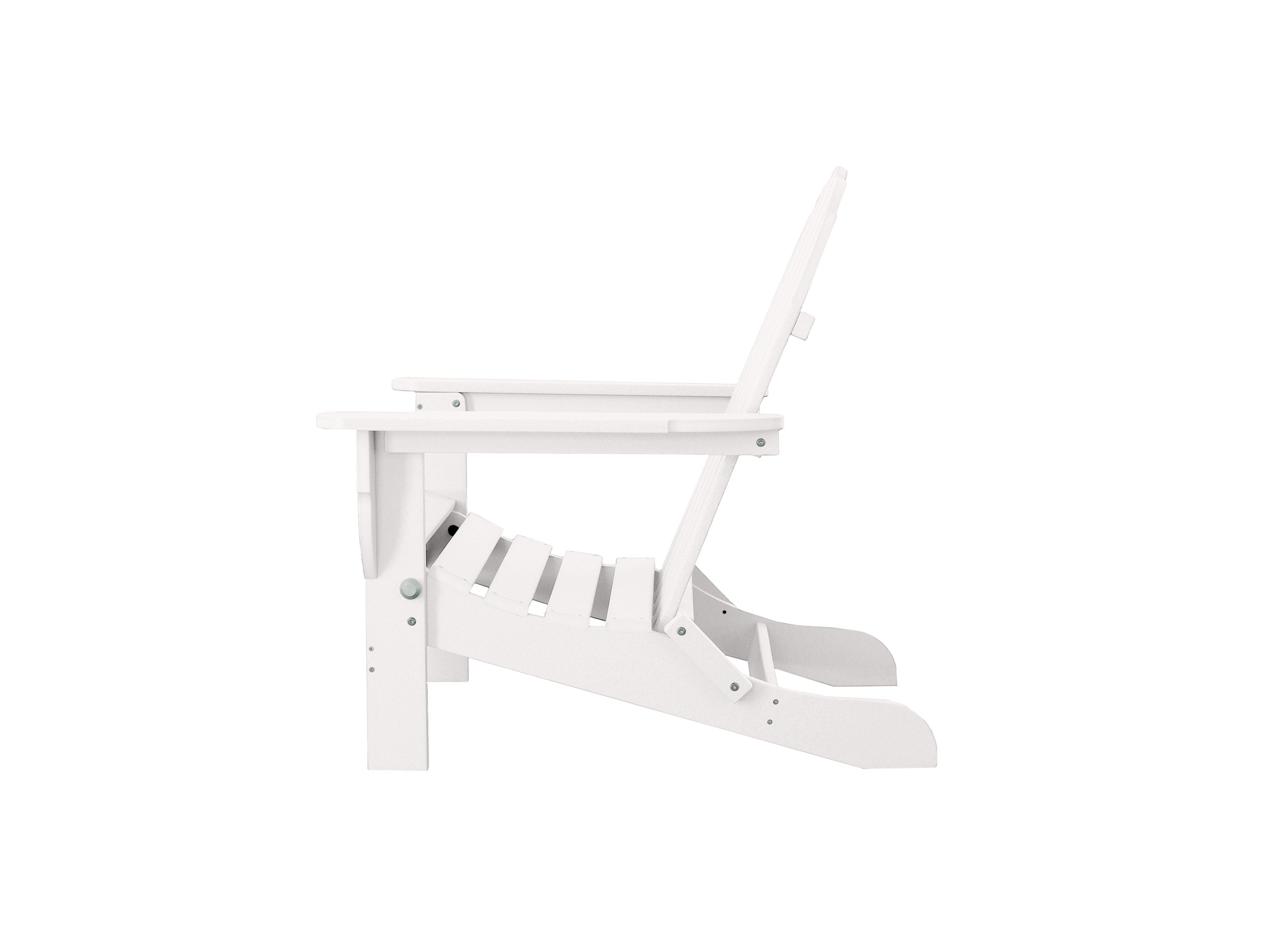 Half - White Folding Adirondack Chair on Blank Background Side