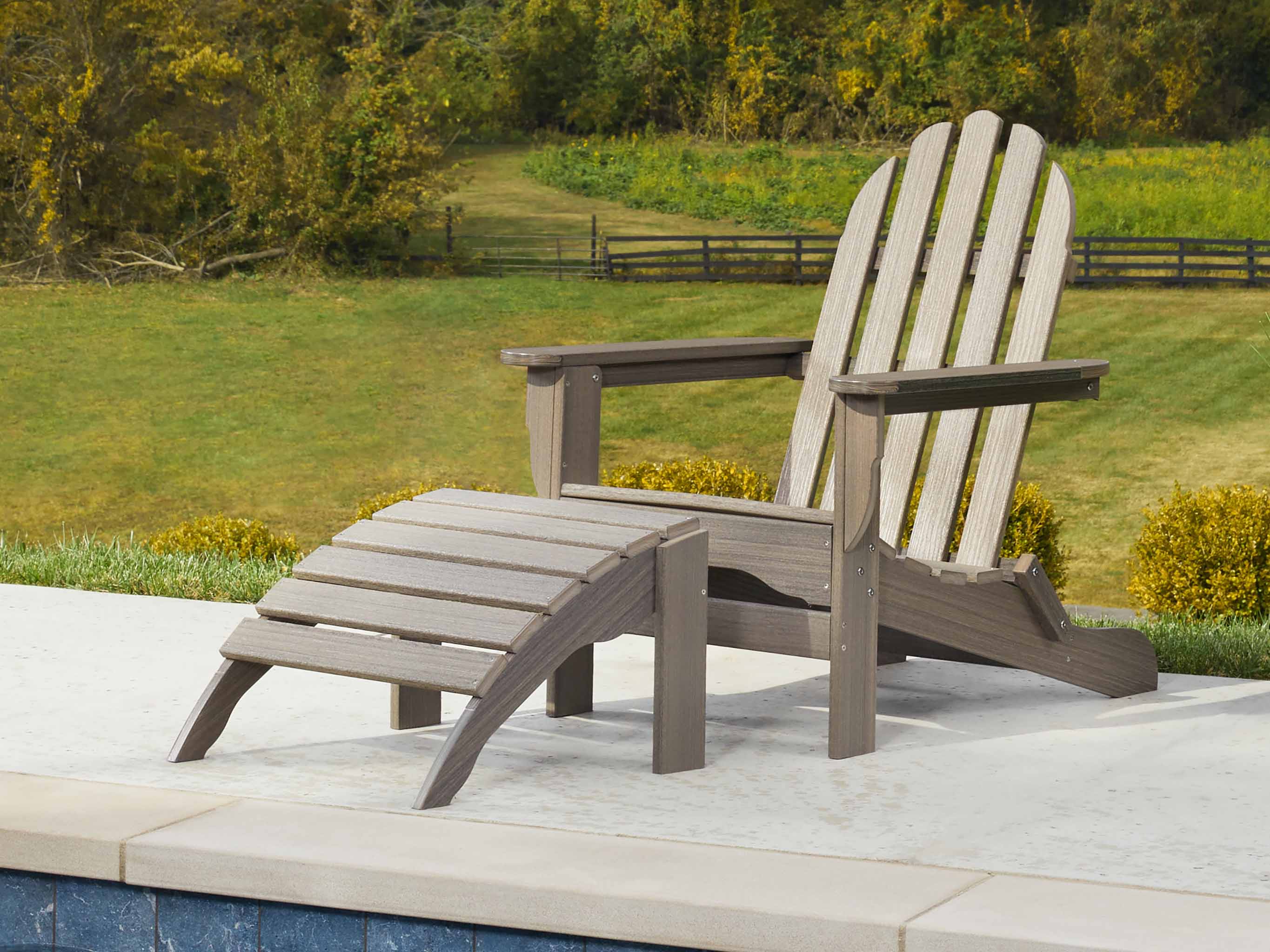 Classic Adirondack Chair with Ottoman Poolside Furniture