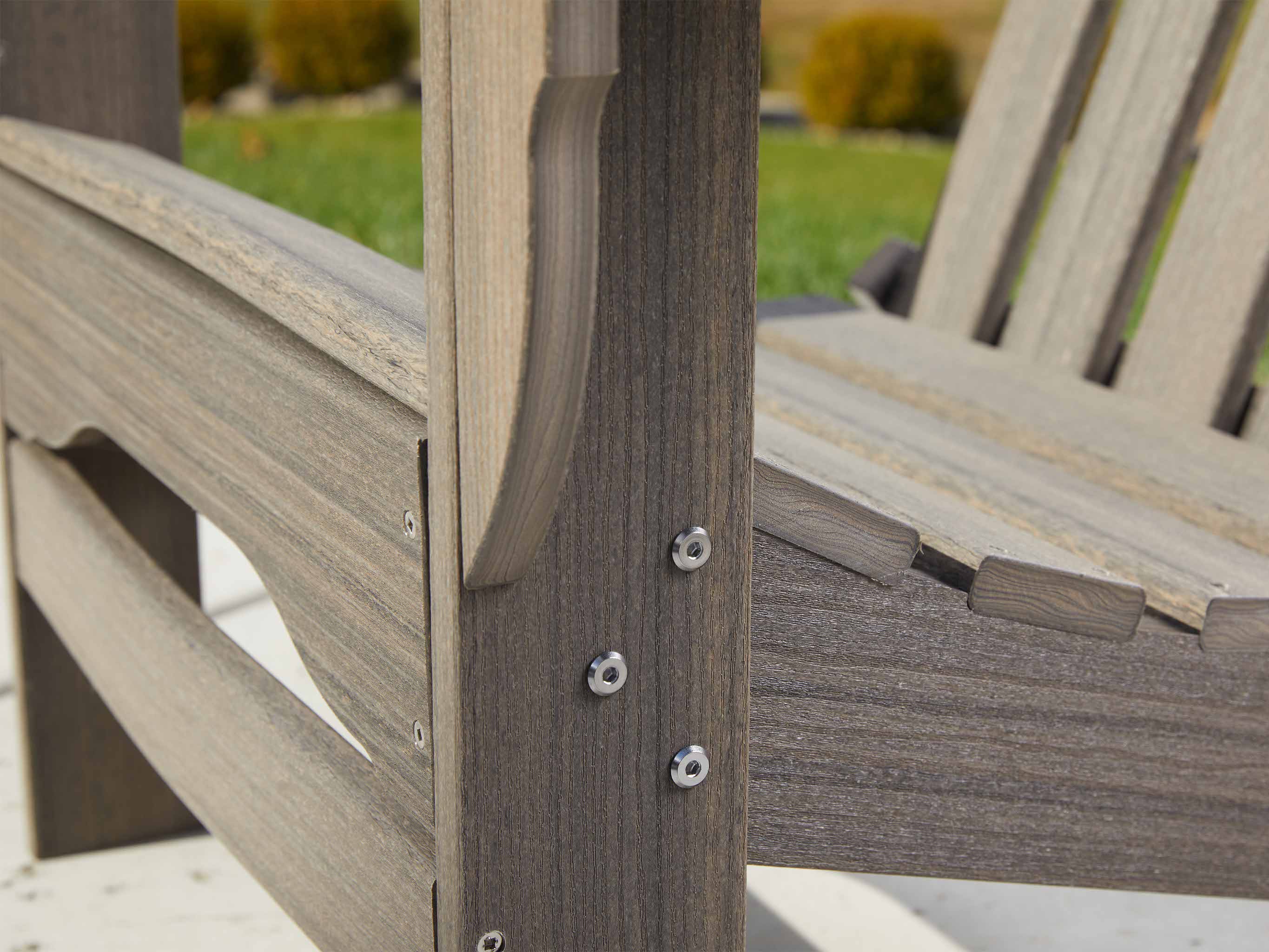 Up Close Adirondack Chair Bolts with Coastal Gray