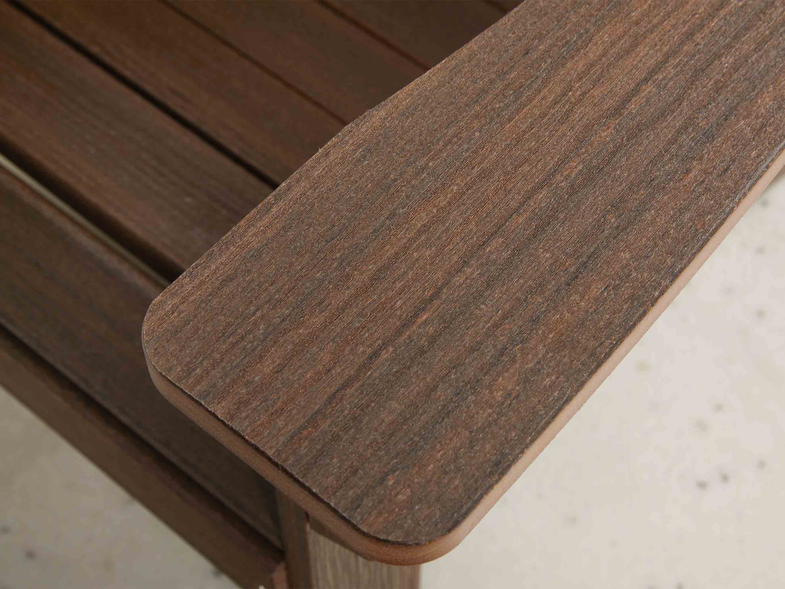 Brazilian Walnut woodgrain close up of Chair arm