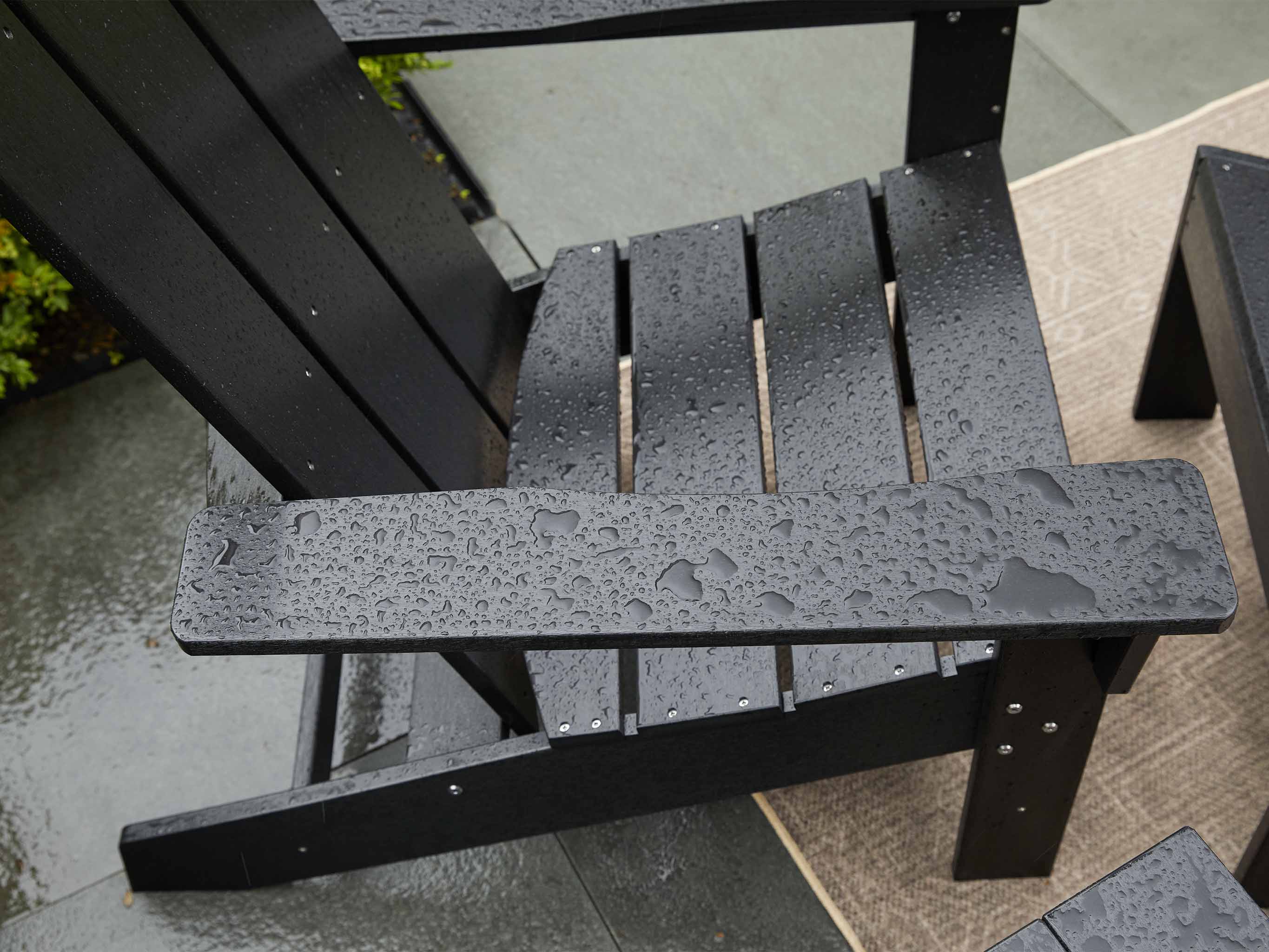 Aria Black Adirondack Chair with Water Droplets