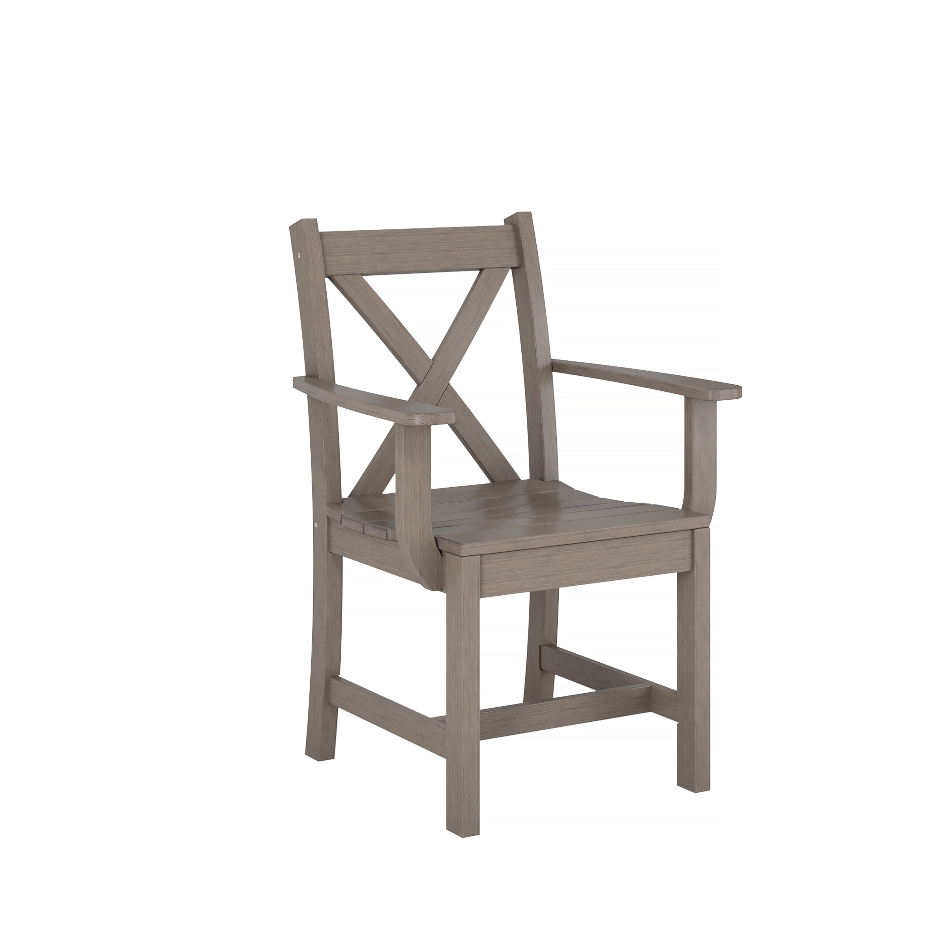 Half - Coastal Gray Classic Dining Arm Chair Three Quarter View with Blank Background